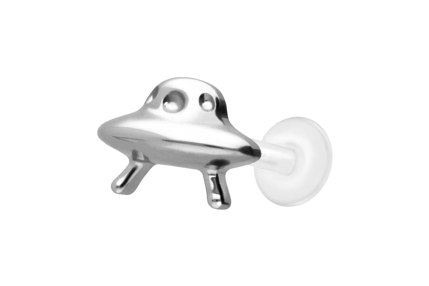 PTFE Labret Piercing mit Innengewinde + Titan-Aufsatz UFO